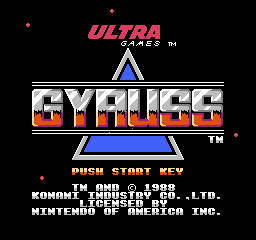Gyruss title screen for NES